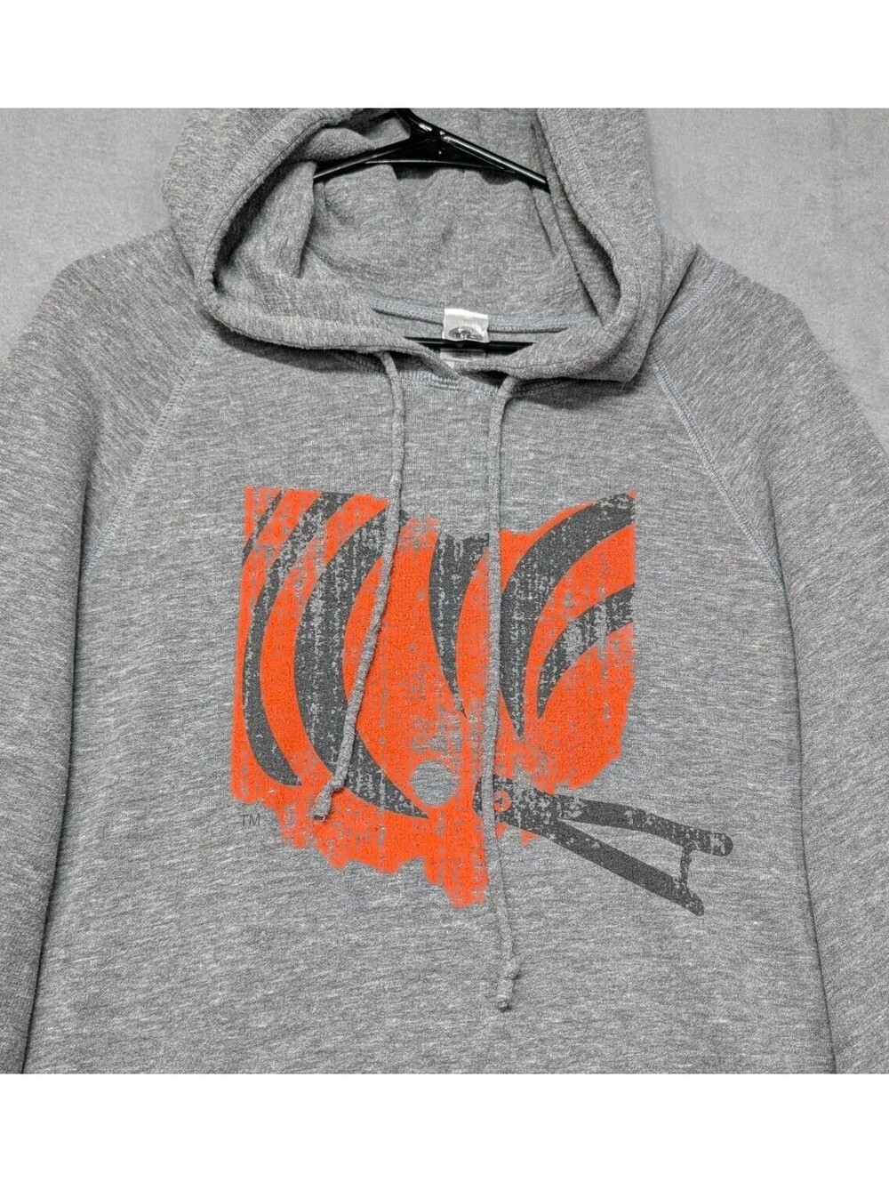 NFL Mens XL Gray Cincinnati Bengals Hoodie Orange Graphic Pullover Football Team